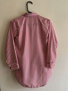 Classic Red &amp; White Striped Button-Up Shirt
