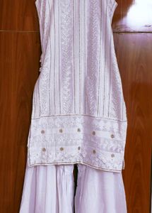Elegant White Kurta with Sharara