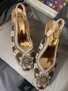 Embroidered Slingback Heels