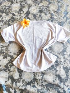 White T-Shirt with Blue Floral Print