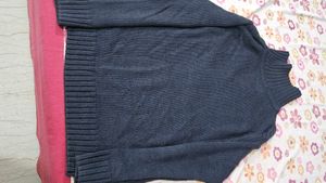 Charcoal colour Cable Knit V-Neck Sweater