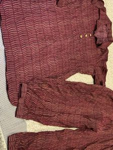 Maroon Printed Kurta Set