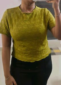 Stylish Textured Olive Green Top