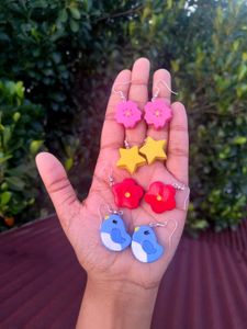 Cute Handmade Earrings (3 Pairs)