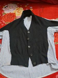 Striped Shirt & Cardigan Combo