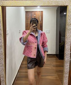 Floral Gingham Print Quilted Reversible Jacket