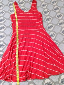 Red &amp; White Striped Sleeveless Mini Dress