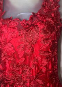 Red Floral Embroidered Gown