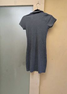 light blue Ribbed Knit Mini Dress