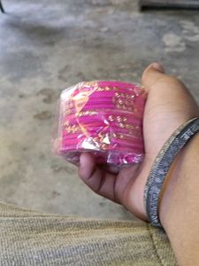 Pink Bangles with Gold Embellishments