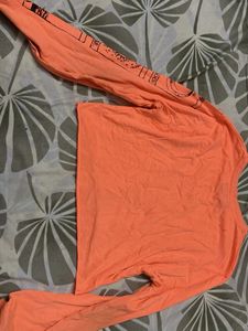 Peach Graphic Long Sleeve crop top Tee