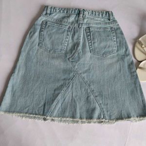 Light Wash Denim A-Line Skirt