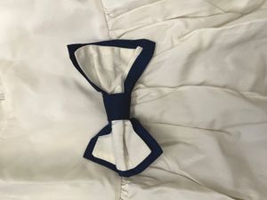 Cream Silk Dress with Navy Bow