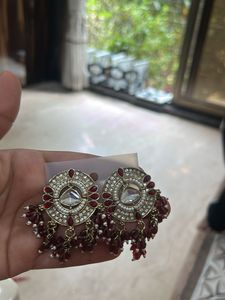 Elegant Red &amp; White Earrings