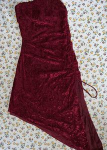 Burgundy Velvet Mini Dress