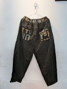 Stylish Washed Black Denim Cargo Pants