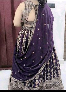 Elegant Purple Embroidered Lehenga Set