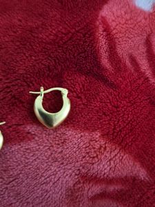 Matt finish Gold Heart Hoop Earrings