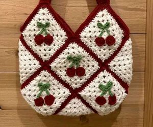 Crocheted Cherry Tote Bag