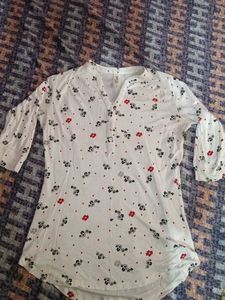 White floral cotton Kurta