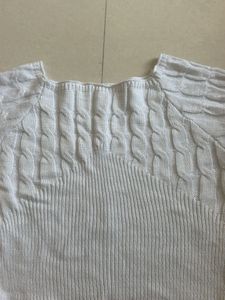 White Cable Knit Cropped Sweater