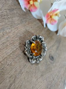 Vintage Amber Stone Brooch