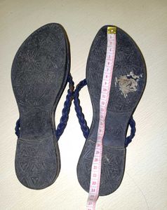 Navy Blue Braided Thong Sandals