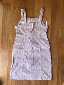 Lilac Corduroy Zip-Up Mini Dress