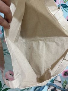 Canvas Tote Bag with Leaf Print