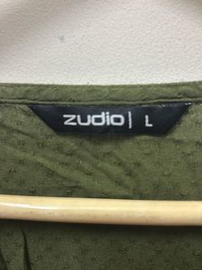 Olive Green Embroidered Tiered Dress