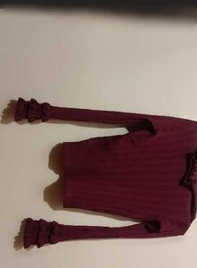 ZARA. Burgundy die-cut Ts top