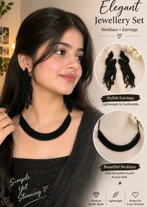 Elegant Black Beaded Jewellery Set