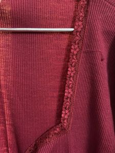 Maroon Ribbed Square-Neck Long Sleeve Top