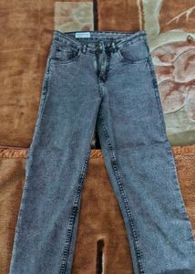 Gray Wide Leg Denim Jeans