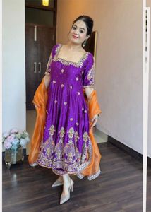 Stunning Purple Embroidered Kurta Set