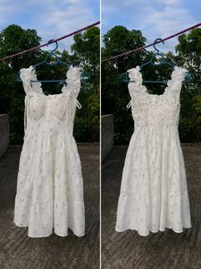 White Floral Ruffle Dress