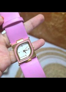 SilverJhumka Earrings and Pink Strap Watch