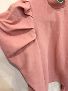 Shein High Neck Puffed Sleeved Top