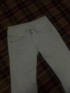 low waisted white bootcut