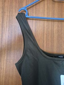 Olive Green Sleeveless A-Line Dress