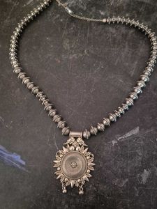 Oxidized Silver Ethnic Necklace