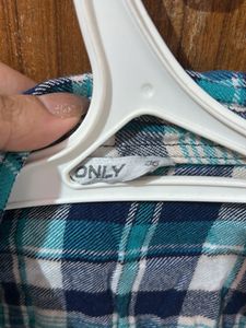 ONLY Blue &amp; Green Plaid Button-Up Shirt