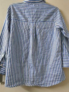 Blue &amp; White Striped Button-Up Shirt