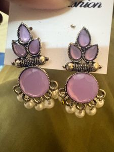 Elegant Lavender Pearl Dangle Earrings