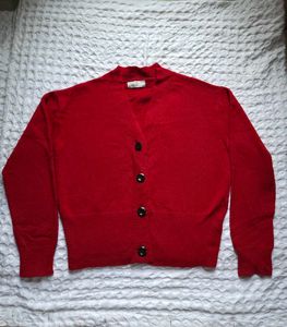 Classic Red Button-Up Cardigan