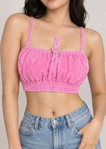 Sparkly Pink Velvet Crop Top