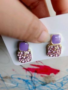 Sparkling Purple & Pink Stud Earrings
