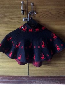 Black Reindeer Print Cape Blouse