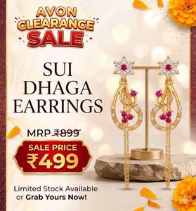 Gold Sui Dhaga Earrings with Stones