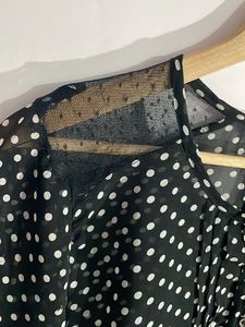 White Doted Black Top